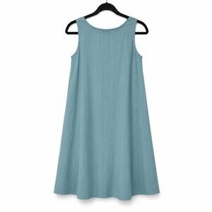 Desiree Swing Dress One Size Teal Blue Cotton Bow Back Greek Brand